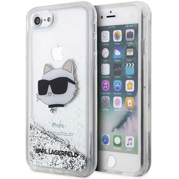 Etui do iPhone 7 Karl Lagerfeld Glitter Choupette Head Srebrne