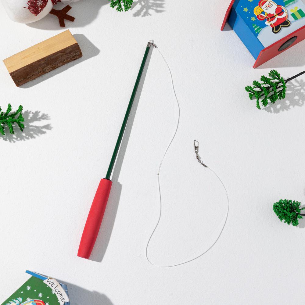 Популярная палочка-дразнилка для кошек: Трехсекционная удочка с несколькими вариантами расцветок для развлечения.