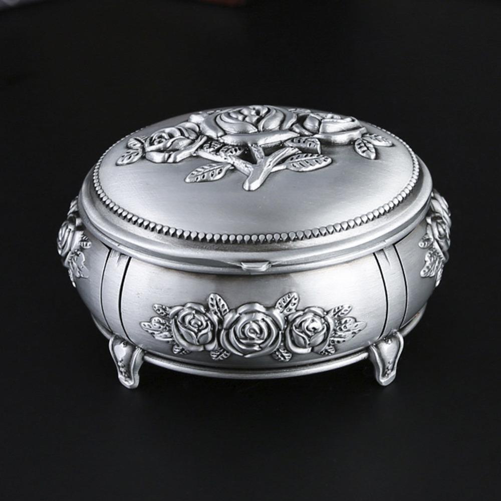 Zinc Alloy Jewelry Storage Box Oval Keepsake Box Trinket Jewelry Box For Rings Necklaces Earrings