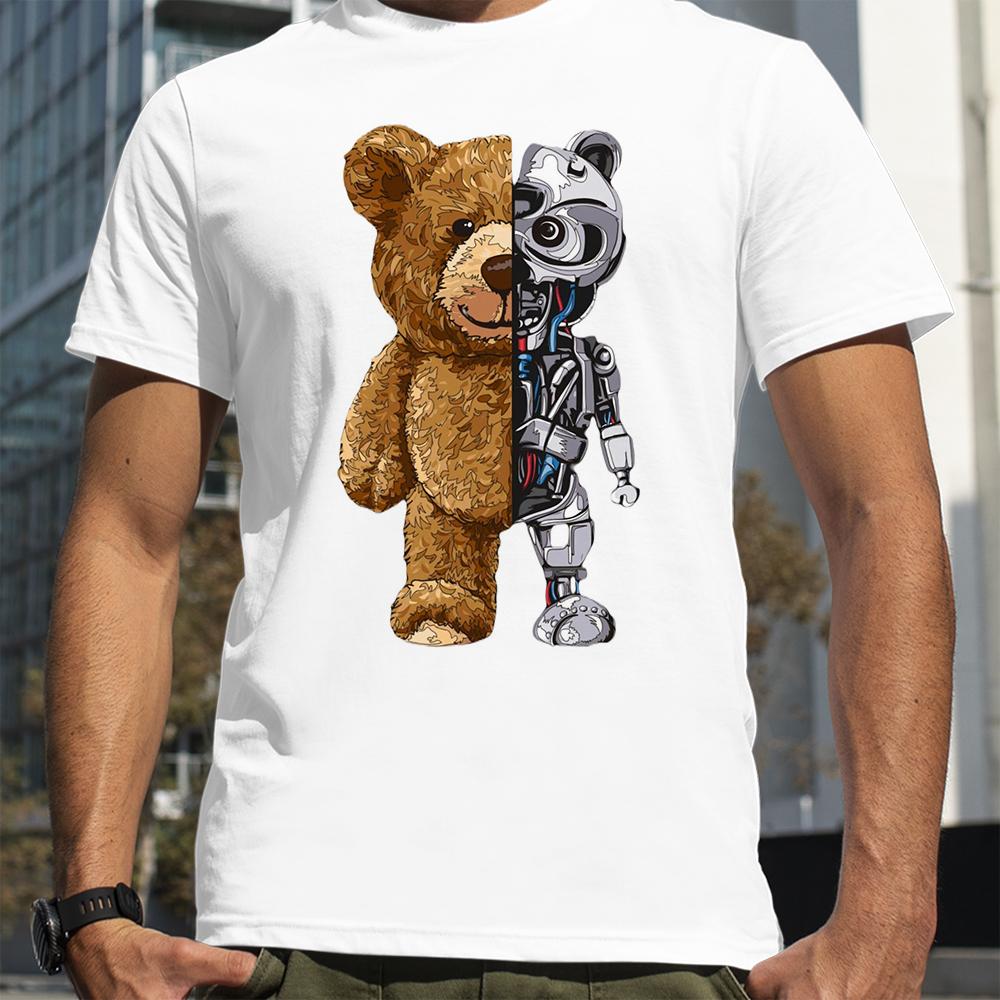 Cool Teddy Bear Robot Tshirt Robotic Bear Men Short Sleeve Fashion Casual Clothing Summer Tees Oversized Street T-Shirts