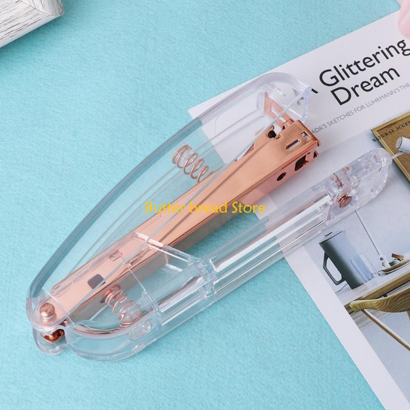 W89C Модный степлер Rose Gold Акрил Металл 24/6 26/6 Практичный ручной степлер Инструмент