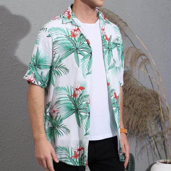 Мужская рубашка с лацканами и короткими рукавами, кардиган, свободный топ, блузка, пляжная повседневная рубашка с принтом для отпуска