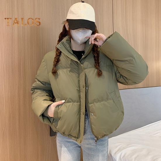 Женское зимнее хлопковое пальто с карманами, воротником-стойкой, длинным рукавом, однотонное, легкое, утолщенное, теплое, верхняя одежда