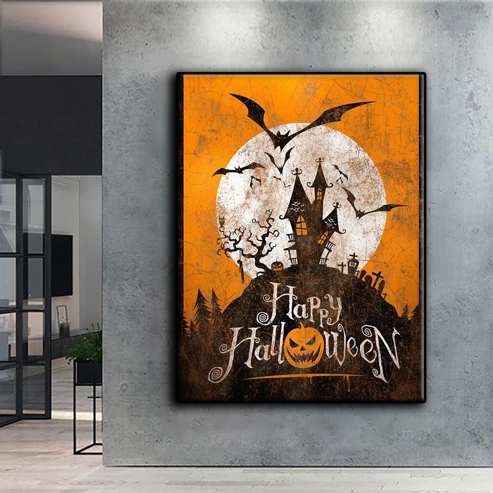 DIY 5D Diamond Painting Halloween Pumpkin And Witch Castle Cross Stitch Kit Full Drill Embroidery Mosaic Art Picture of Rhinestones Gift