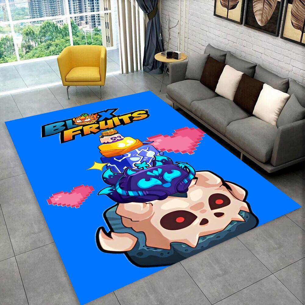 3D B-Blox Fruit Cartoon Game Gift Carpet Rug for Living Room Bedroom Home Sofa Decoration,kids Play Non-slip Floor Mat