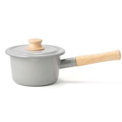 Эмалированная кастрюля Fuji для молока с одной рукой, серия Cotton, светло-серая, 14 см, CTN-14M.LG