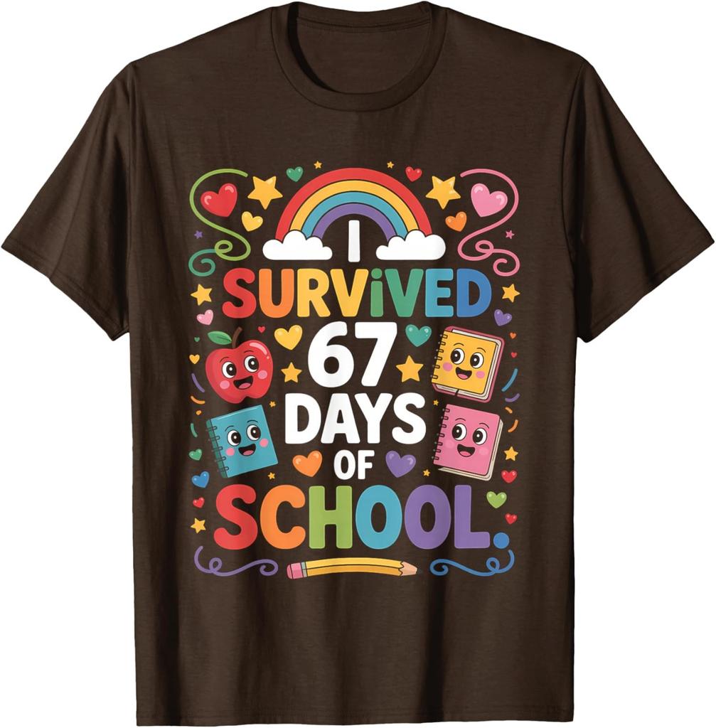 Day Rainbow Teacher I Survived 67 Days of School Unisex T-Shirt