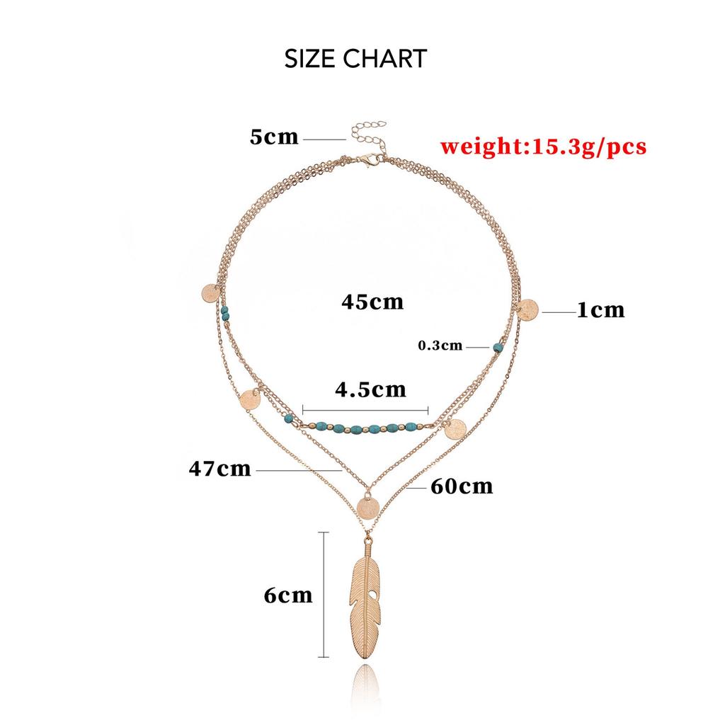 Многослойное ожерелье с перьями, не тускнеющее, из сплава, ожерелье с подвеской в виде пера, универсальное, многослойное ожерелье