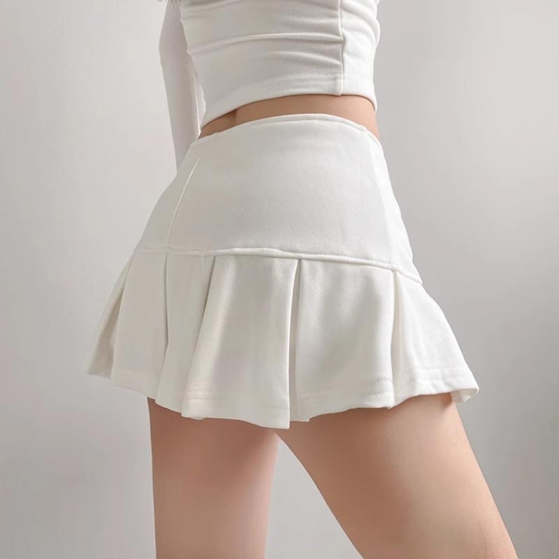 Плиссированная мини-юбка с низкой талией для женщин, летняя мода, сексуальные шорты трапециевидной формы для девочек, юбка Y2k, одежда серого, черного, белого цвета