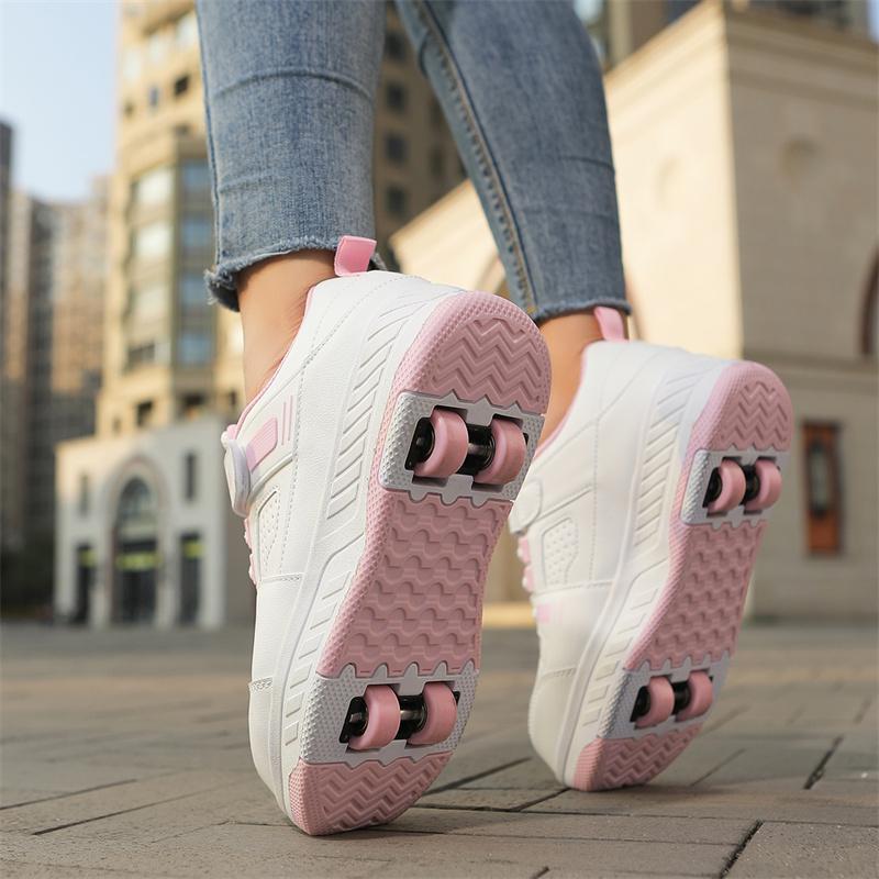 Детская спортивная обувь на четырех колесах Съемные плоские туфли Детская обувь для катания на роликах Обувь для детей