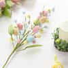 3Pack Artificial Easter Sprays with Pastel Easter Eggs Berry Decorative Spring Floral Stems Speckled Easter Picks Branch