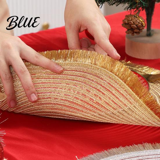 Party Table Supplies for New Year Christmas Round Mat with Tassel Heat Resistant PP Placemat Decorative Tableware Waterproof Holiday And Tassel