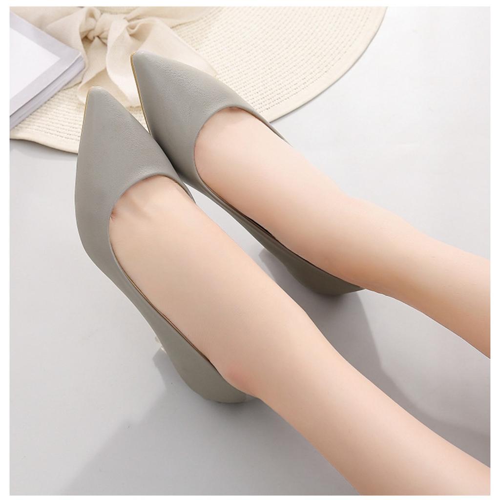 Женские элегантные черные туфли на среднем каблуке, остроносые шпильки, верх из искусственной кожи, резиновая подошва, легкие - размер 35-43