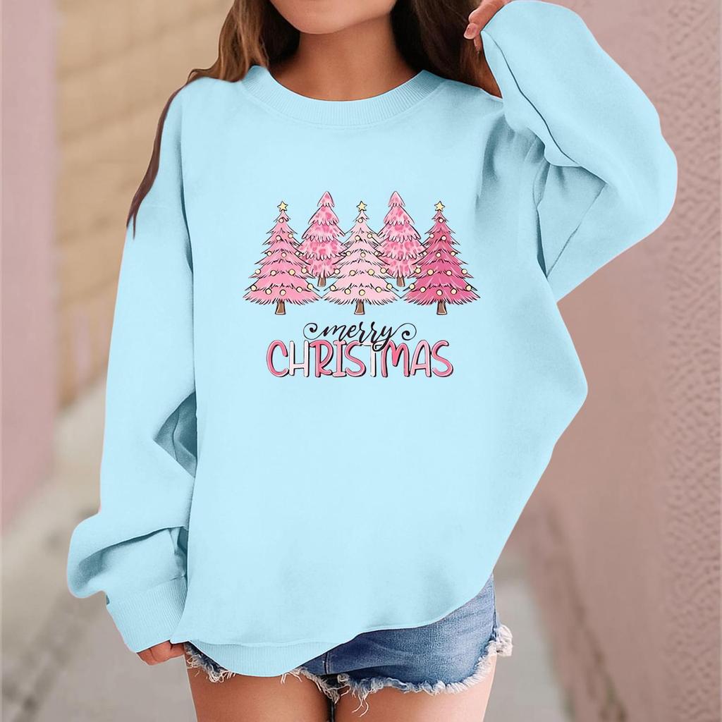 Детский модный повседневный пуловер с длинными рукавами и свободного кроя с рождественским принтом