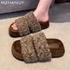 Fur Platform Women Flats Slippers Winter Designer New Casual Shoes Women 2024 Trend Home Cotton Slippers Cozy Soft Mujer Zapatos