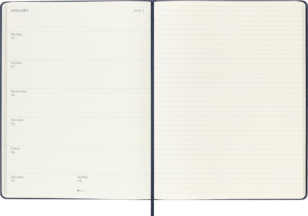 Moleskine 2026 January Weekly XL Size W x 25cm Sapphire DHB2012WN4Y26 Planner, Start, 12-Month Diary, (19cm H), Hardcover, Blue,