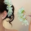 Sweet Chinese Style Red Flower Hairpin Super Fairy Wedding Traditional Hair Accessory Vintage Bridal Hair Ornament for Brides
