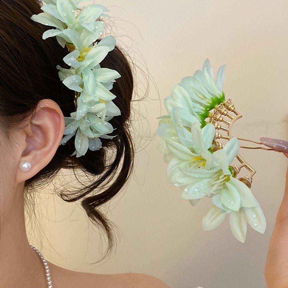 Sweet Chinese Style Red Flower Hairpin Super Fairy Wedding Traditional Hair Accessory Vintage Bridal Hair Ornament for Brides