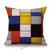 Modern Abstract Art Geomtric Lines Red Blue Yellow Piet Mondrian Oil Painting Home Decorative Pillow Case Linen Cushion Cover