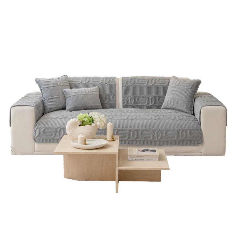 Подушка для дивана в кремовом стиле Four Seasons Universal Non-Slip Light Luxury Cushion Plush Non-Slip All-Inclusive Sofa Cover