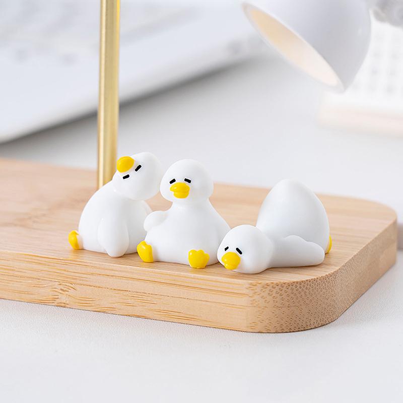Miniatures Figurines Cute White Duck Animal Micro Landscape Ornaments For Home Desk Decoration Gardening Accessories