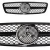 For Mercedes C-Class W203 2000-2006 Front Grill Grille Mesh ABS Black Chrome Car Grille  Tuning Accessories Facelift