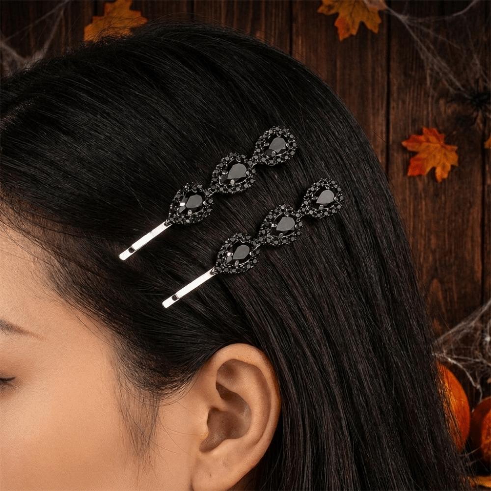 Spider Bangs Clip Black Halloween Hair Clips Funny Rhinestone Barrettes Princess Style