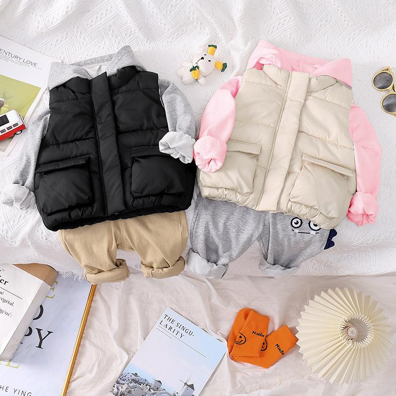 Children's Lamb Fleece Vest Boys and Girls Baby Thick Warm Down Cotton Vest Autumn and Winter Outdoor Wear Vest