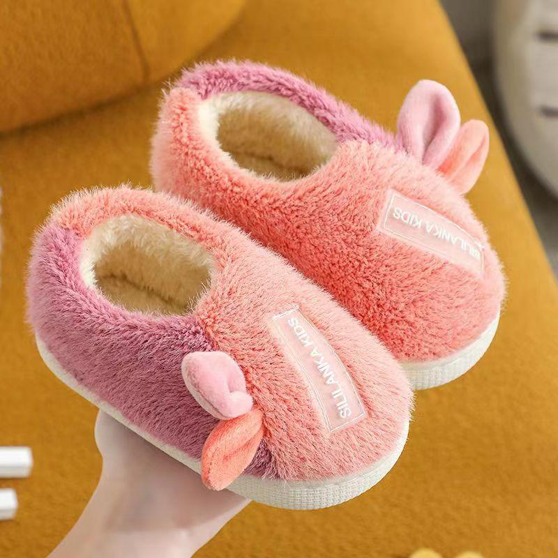 Детские хлопковые тапочки, милые домашние теплые нескользящие детские меховые тапочки с героями мультфильмов, модные домашние мягкие тапочки