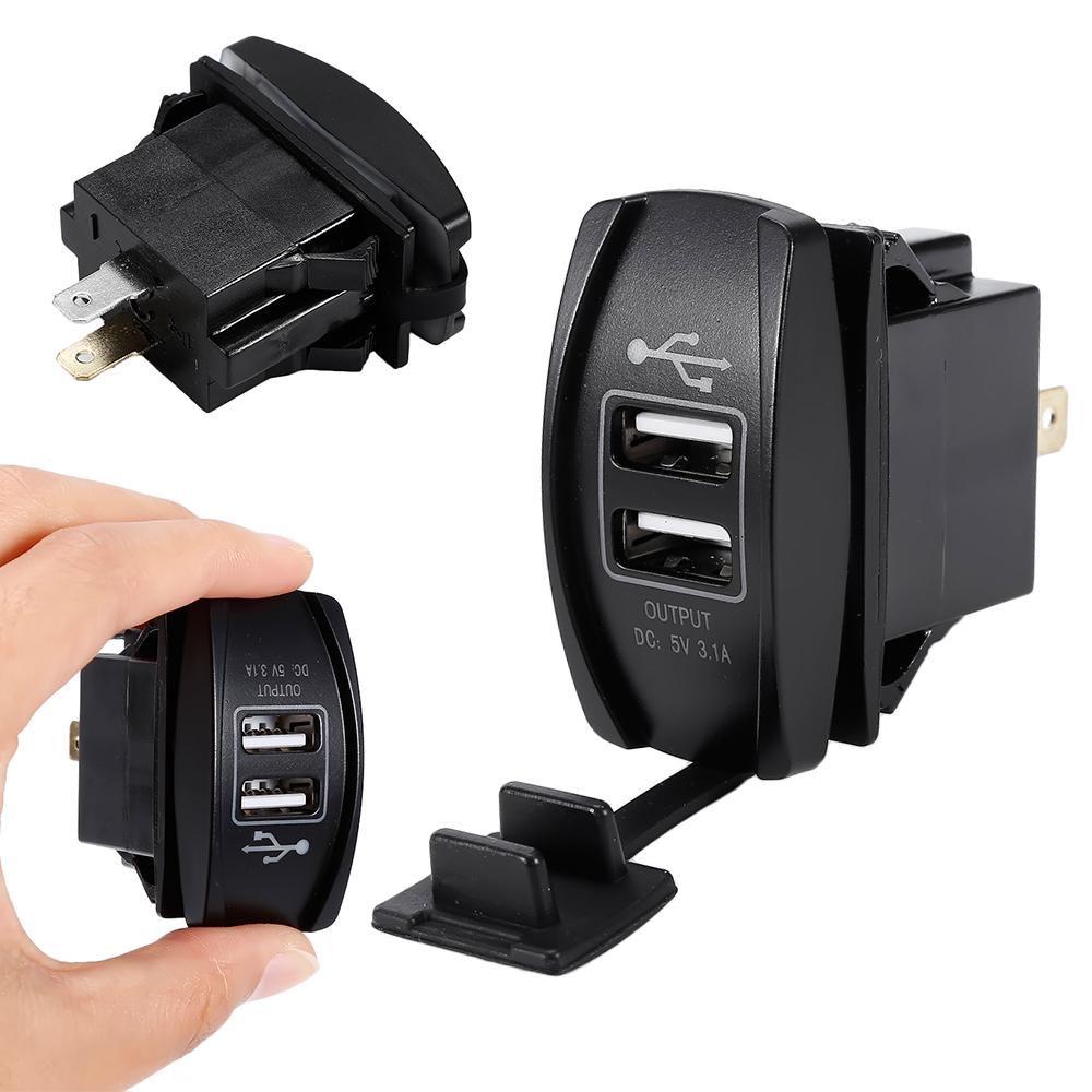 Двойное зарядное устройство USB, розетка 12 В, автомобильное зарядное устройство, адаптер питания, выход 3,1 А, 5 В, 4 светодиода, все телефоны