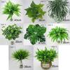 Outdoor Cloth Office Home Artificial Plant Foliage Bush Fake Leaf Green Grass