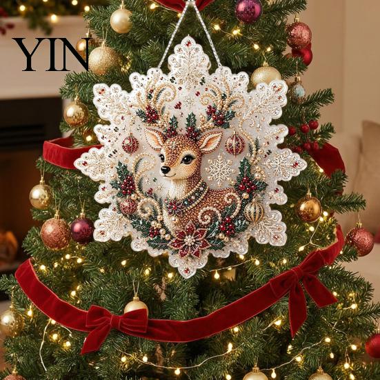 Christmas Craft Kits for Adults Faux Pearl Painting Suncatcher Art Kit, Acrylic Snowflake Shape Board Decorative Gemstone Ornament Sets with