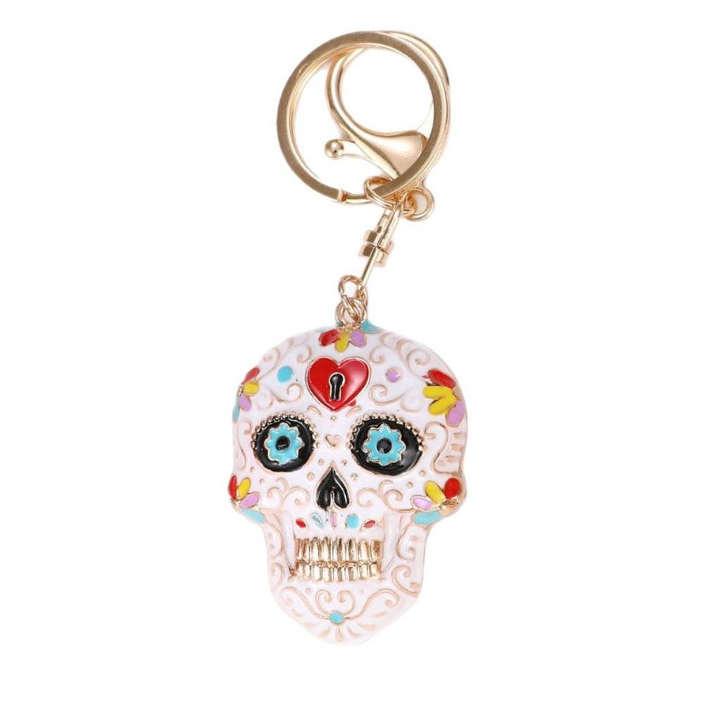 With Buckle Skeleton Keyring Mandala Skull Key Chain Pedant Bag Charm Pendant Skull Keychains Car