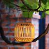 Solar Lantern with Top Handle Outdoor Hanging Rattan Lantern Weatherproof Bohemian Solar Light for Garden Balcony Patio Decoration