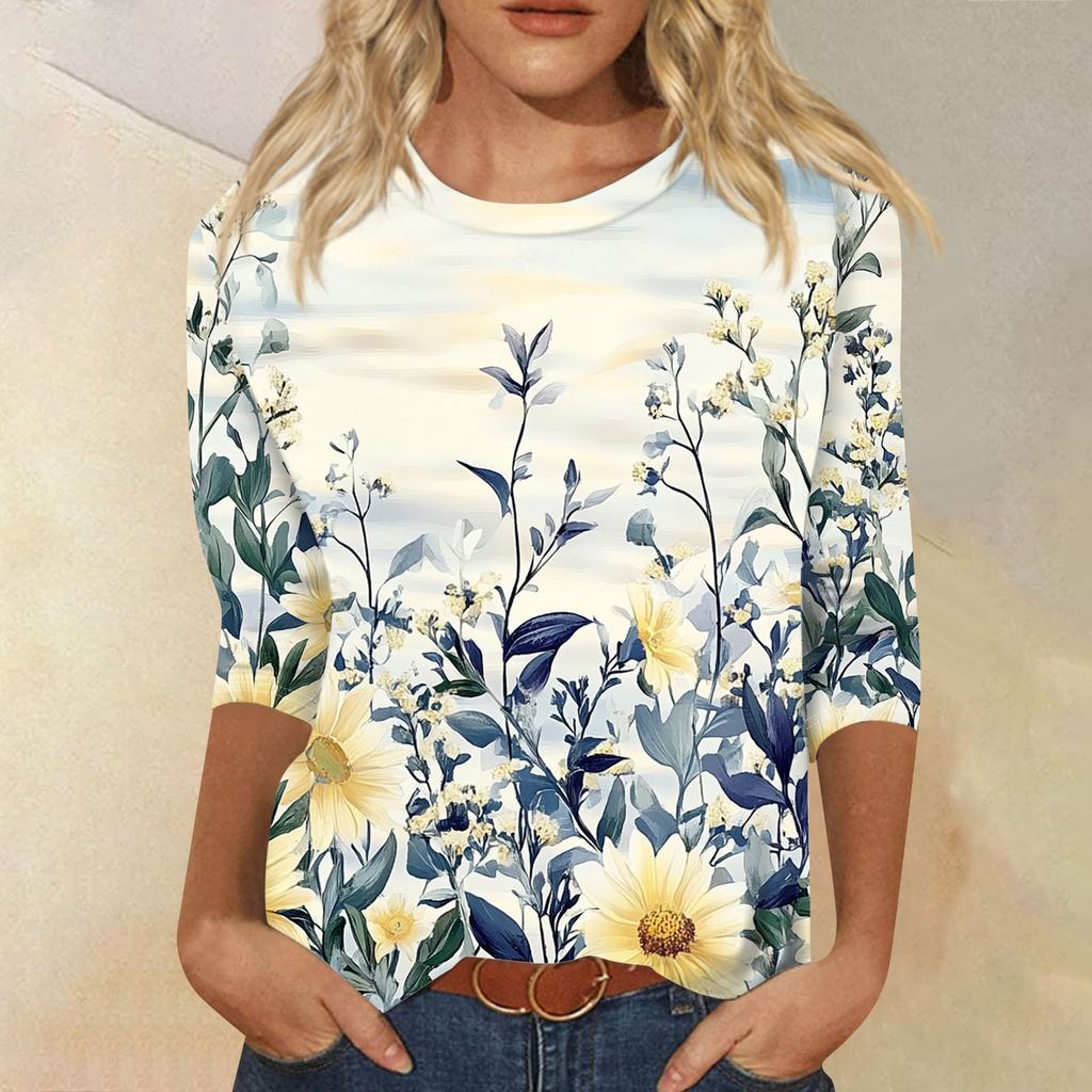 Женский модный повседневный пуловер с воротником три четверти и принтом