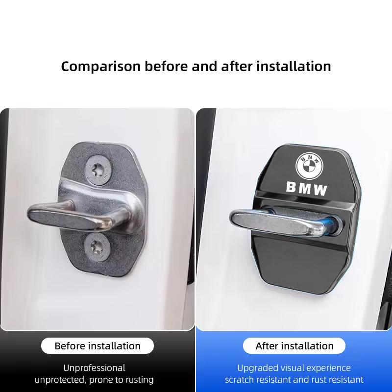 FA54Pcs Zinc Alloy Car Door Lock Buckle Protection Cover Anti-Collision Shock Absorbing Cushion Stickers For BMW G80 G06 G07 G42 G