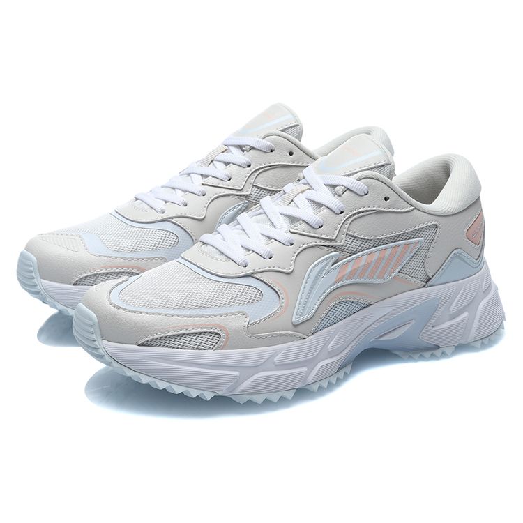 Кроссовки женские Li Ning Yun Que с низким верхом, амортизирующие, нескользящие, износостойкие, белые, синие ARLR004-1