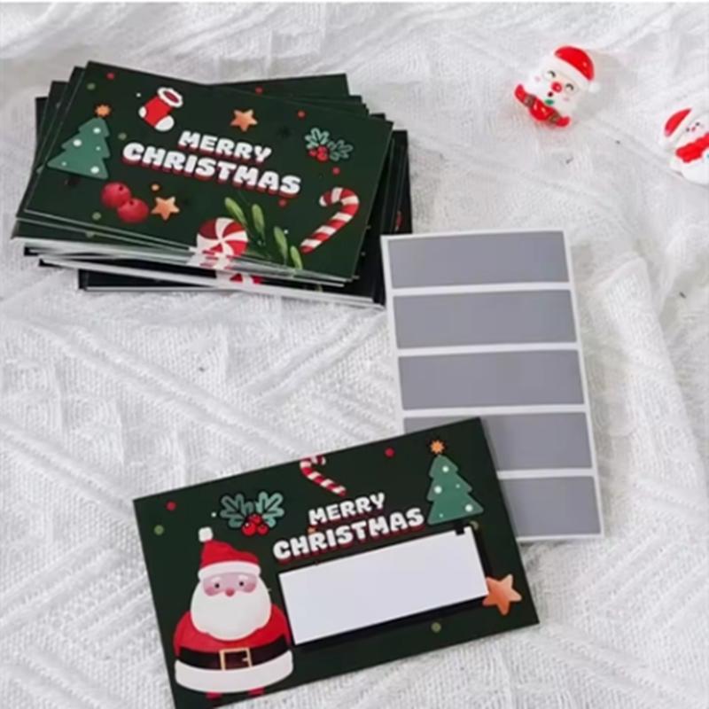 Набор рождественских скретч-карт, подарочные сертификаты DIY, призы для веселой праздничной вечеринки