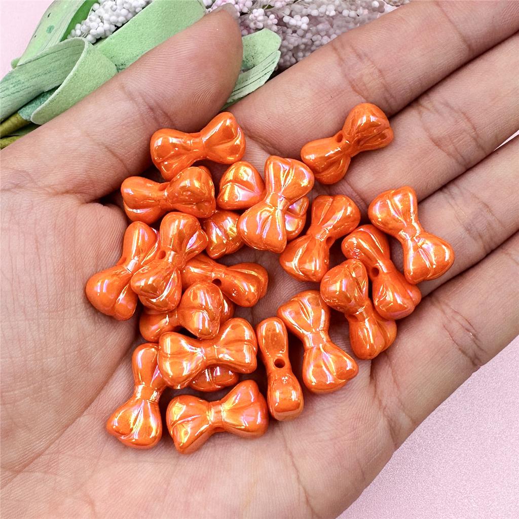 Креативные ослепительные акриловые маленькие бусины в виде банта, материал для самостоятельного изготовления бисера, подвеска, мода для браслета, 20 шт., брелок для изготовления ожерелья, 9,7*17,9 мм