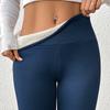 Women's Fleece-Lined Ribbed Thermal Leggings High-Waisted Slimming Design With Pockets Shapewear Leggings For Lifted Buttocks