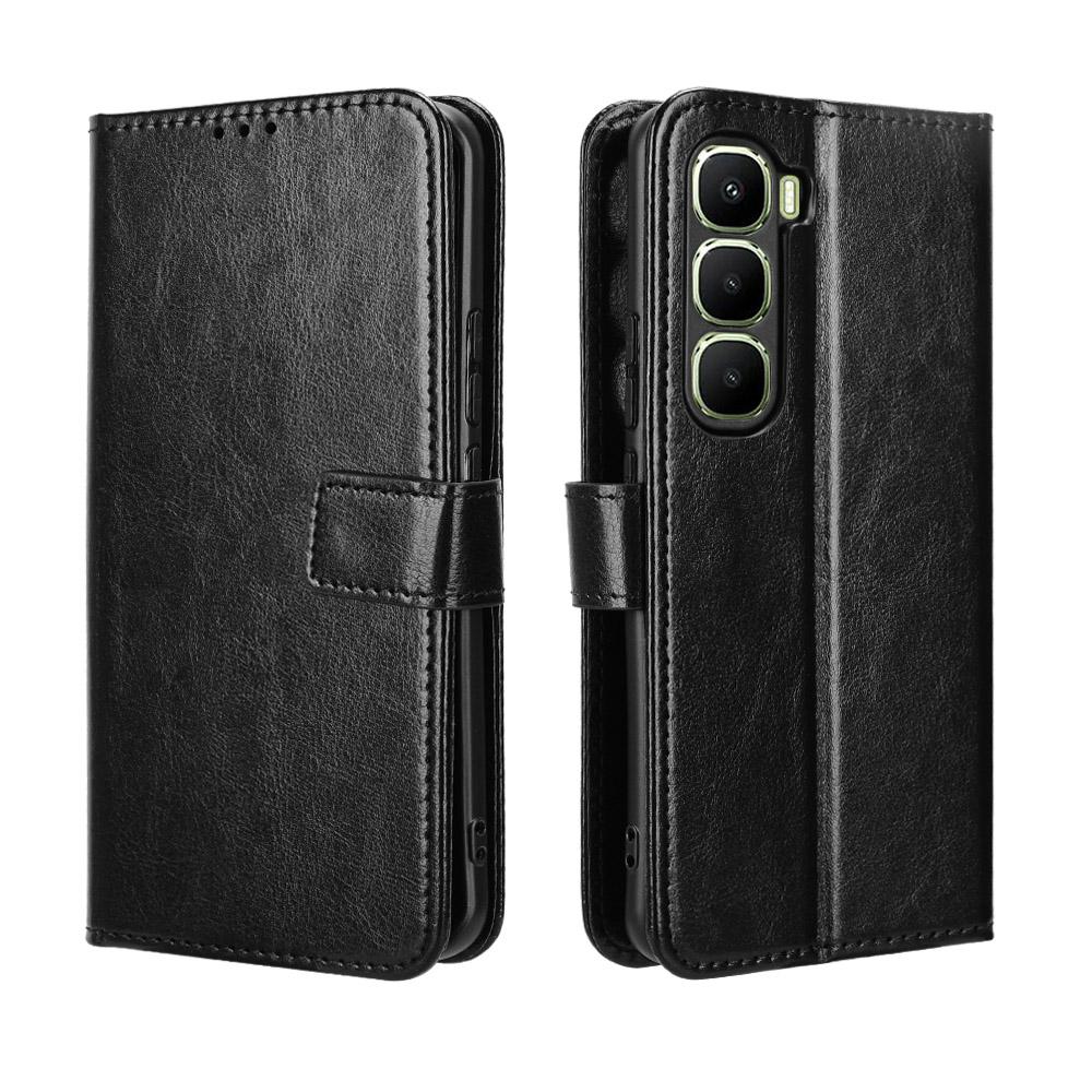 For Infinix Hot 60 Pro 4G PU Leather Case with Strap Crazy Horse Texture Phone Wallet Cover
