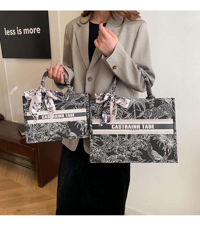 Женская модная сумка-тоут с принтом и шелковым платком – Вместительная, универсальная сумка для поездок на работу