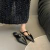 Spring and Summer 2025 New Bag Head French Half Slippers Outer Wear Thick Heel Retro T Word with Pointed Head Single Shoes Women's Shoes