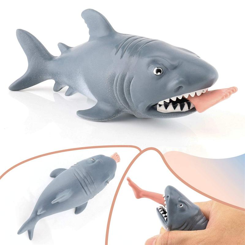 Funny man eating shark squeezing novel and interesting toys scary animals pranks humor easy stress relief stress resistant toys