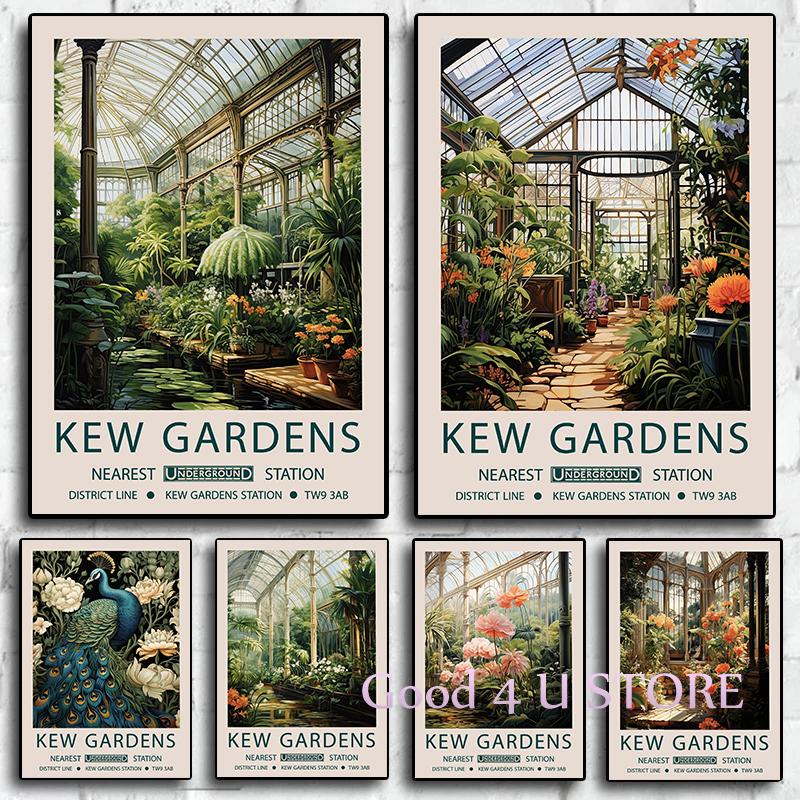 Уильям Моррис Классическое произведение искусства Кью Гарденс Лондон Цветочный Природа Пейзаж Постер Холст Живопись Настенные картины Домашний декор