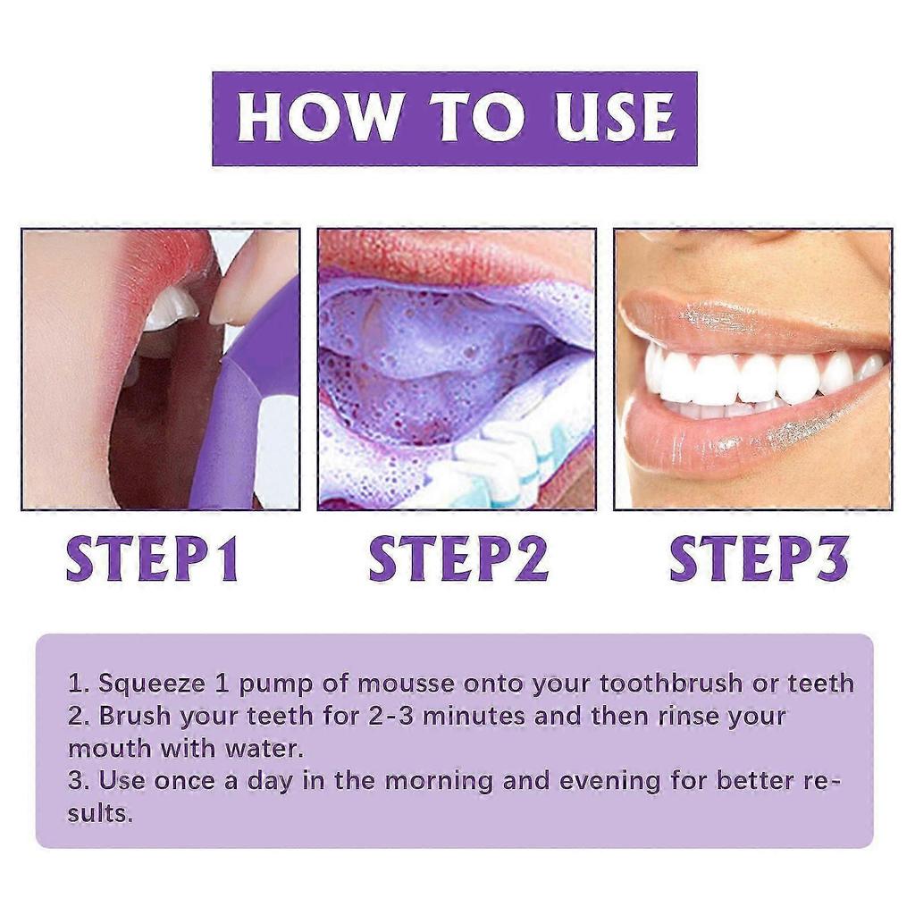 V34 Whitening Purple Mousse  Effective Tartar  Stain Removal, Gum Repair, Fresh Breath, Gentle Teeth Whitening, 50ml