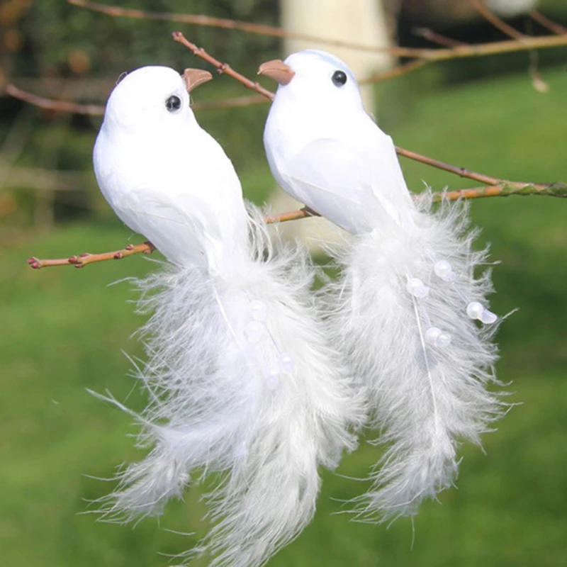 Creative Dove Simulation Feather Bird Ornament Christmas Tree Layout Decor for Wedding Diy Outdoor