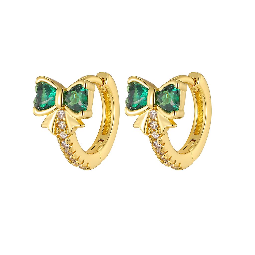 Vnox Gold Color Bow Zirconia Earrings For Women,Trendy Party Jewelry Colorful Crystal Ear Accessories Valentine's Day Gift