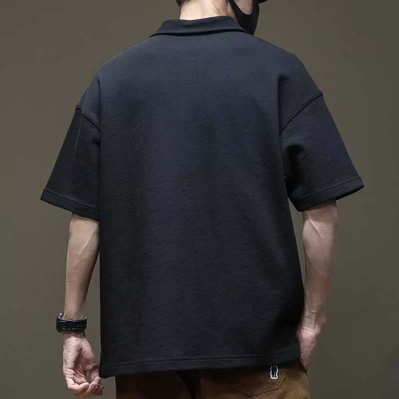 Японская винтажная дышащая влагоотводящая мужская рубашка поло свободного кроя - немнущаяся повседневная спортивная рубашка с коротким рукавом и воротником