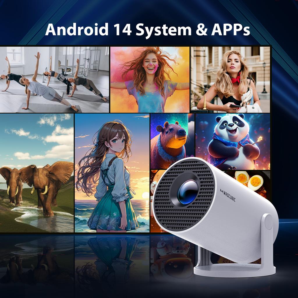 Проектор Magcubic HY300 Pro 8K 1080P для улицы Android 14 Двойной Wifi6 290 ANSI Allwinner H726 Домашний кинотеатр